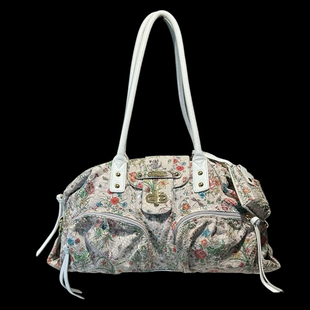 🩷❤️Sharif Studio Floral Designer Leather Handbag - Cream Background❤️🩷